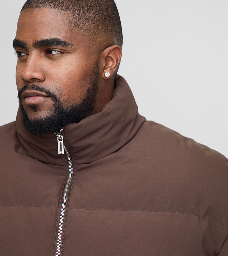 Plus & Tall Boxy Fit High Neck Puffer Jacket