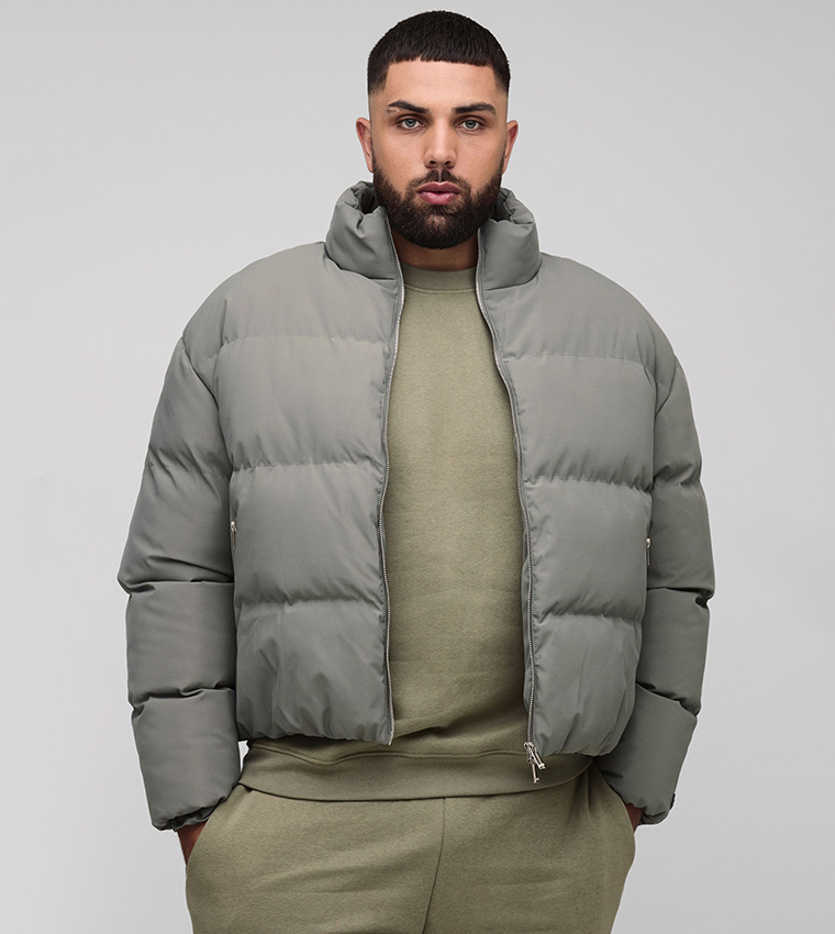 Plus & Tall Boxy Fit High Neck Puffer Jacket