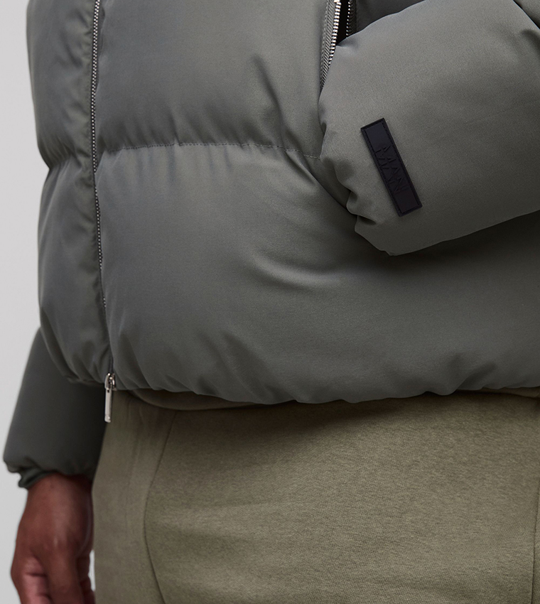 Plus & Tall Boxy Fit High Neck Puffer Jacket