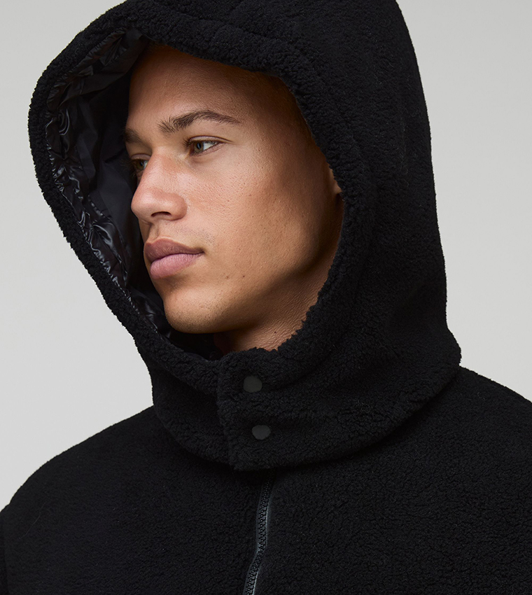 Tall Borg and High Shine Hooded Regular Fit Puffer Jacket