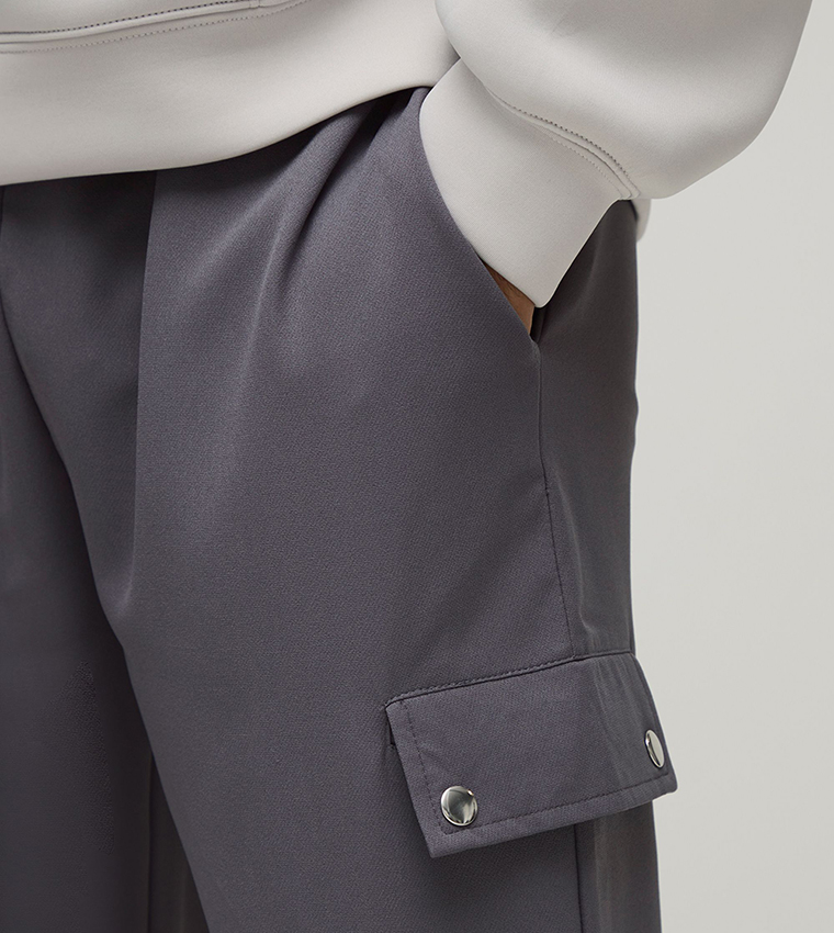 Mid Rise Straight Fit Cargo Trackpants