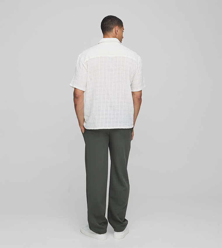 Textured Relaxed Fit Smart Trousers
