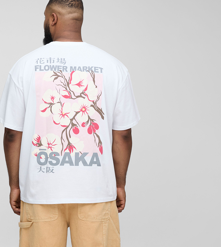 Plus & Tall Osaka Cherry Blossom Graphic Oversized T-Shirt