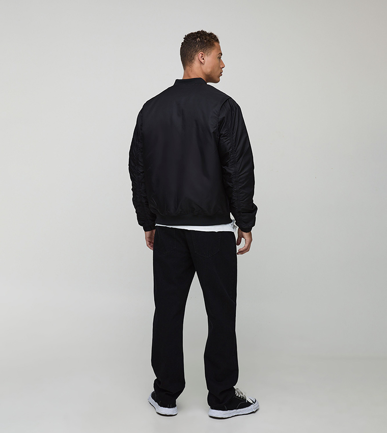 Tall Padded Nylon Panelled Bomber Jacket