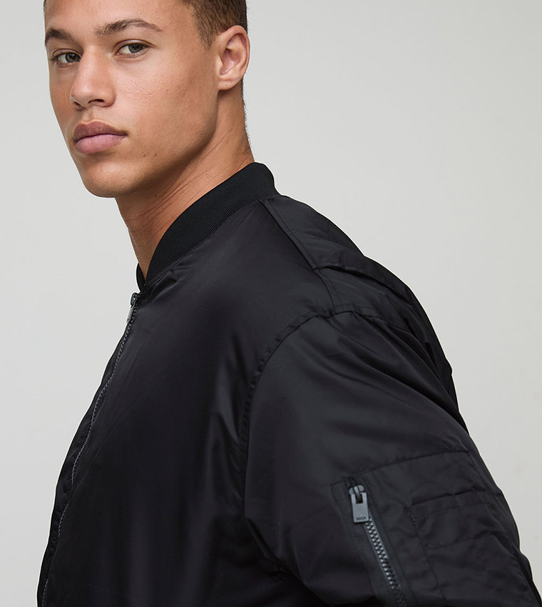 Tall Padded Nylon Panelled Bomber Jacket
