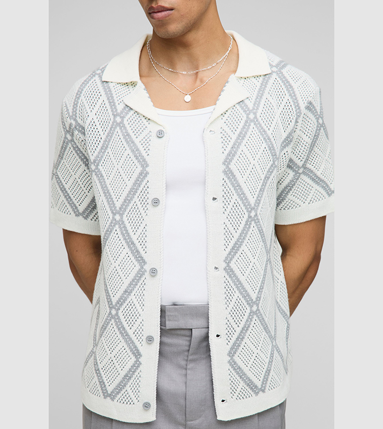 Regular Fit Crochet Knitted Shirt