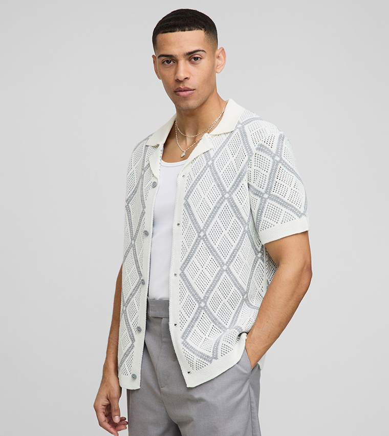 Regular Fit Crochet Knitted Shirt