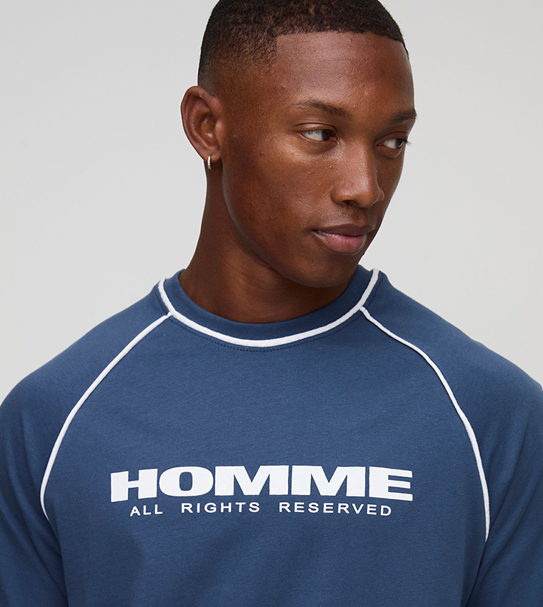 Homme Piping T-Shirt & Shorts Set