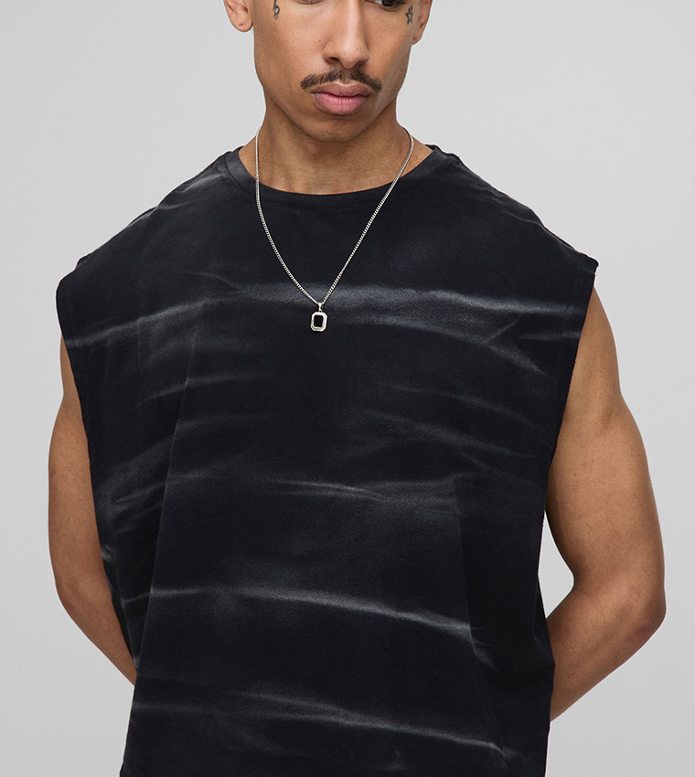 Smoke Wash Cropped Oversized Tank Top