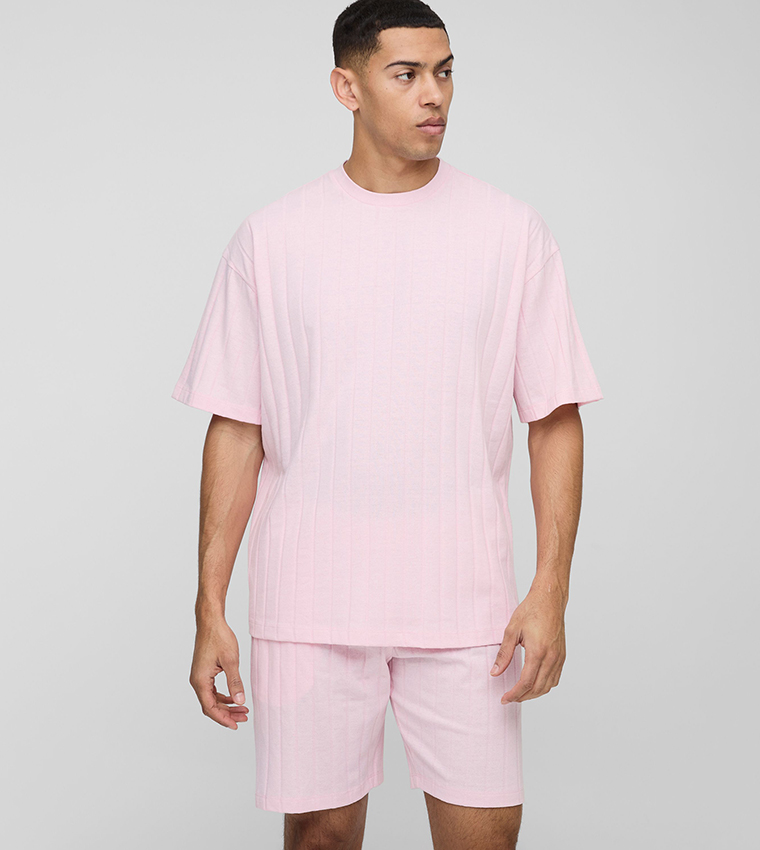 Soft Ribbed Oversized T-Shirt & Shorts Set