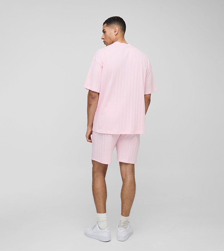 Soft Ribbed Oversized T-Shirt & Shorts Set