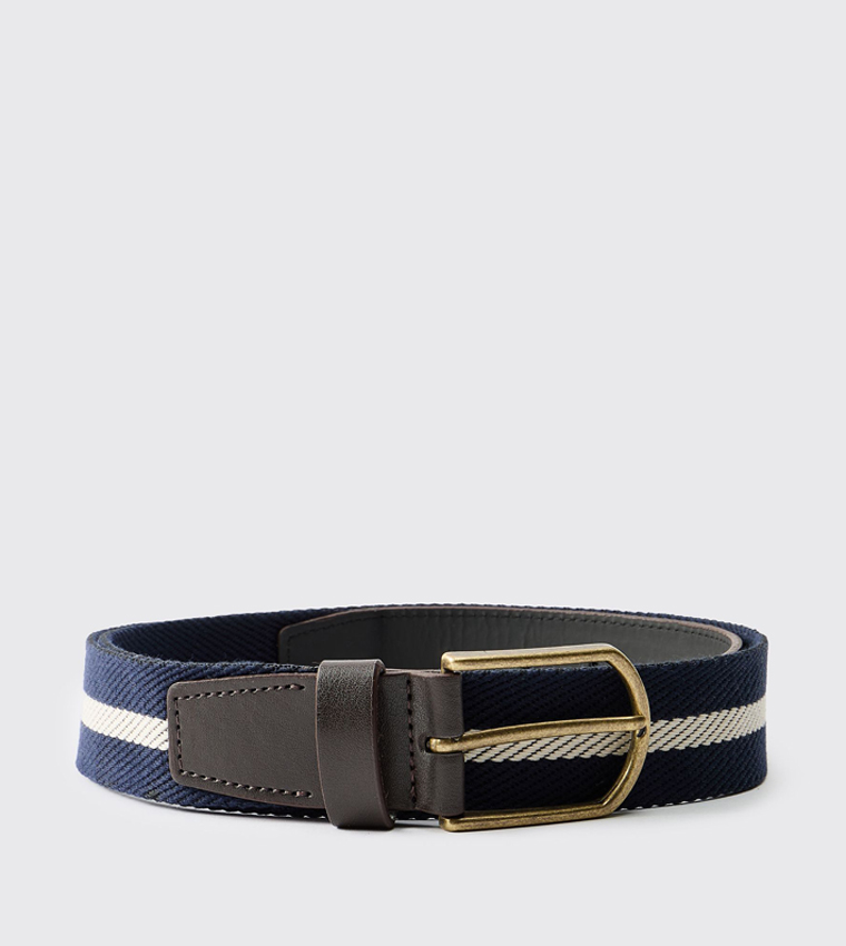 Striped Faux Leather Belt
