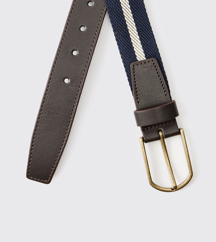 Striped Faux Leather Belt