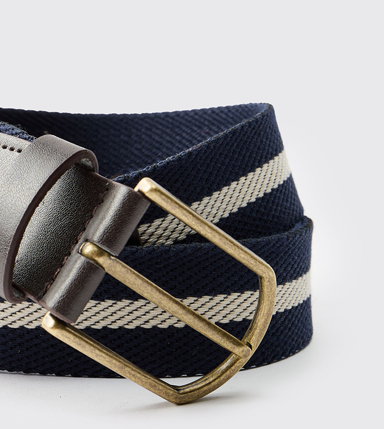 Striped Faux Leather Belt