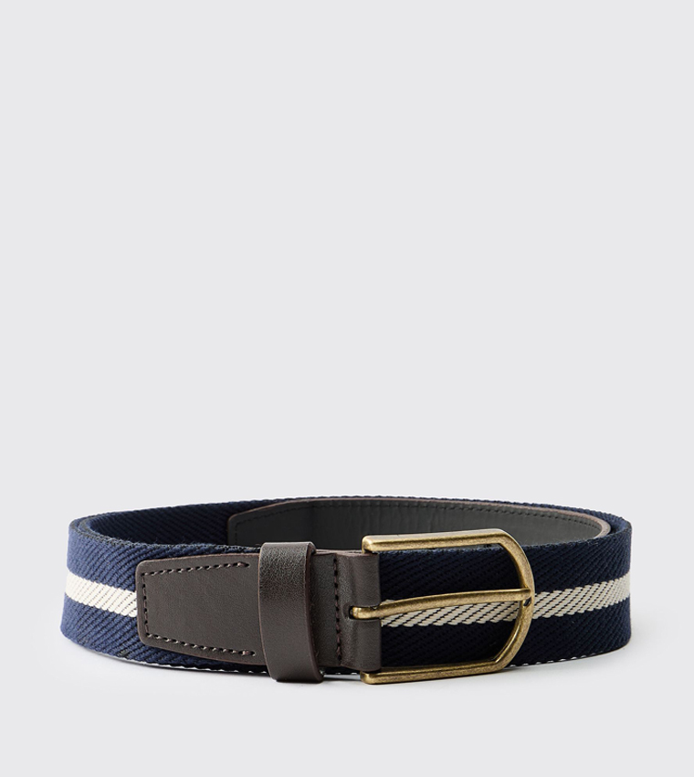 Striped Faux Leather Belt