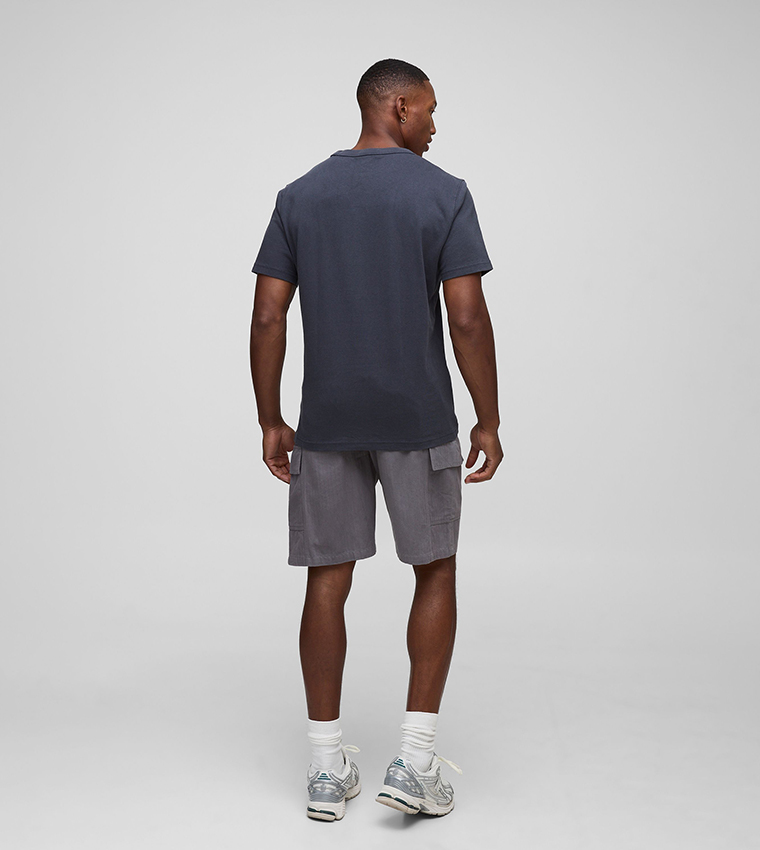 Baggy Herringbone Washed Twill Long Cargo Shorts
