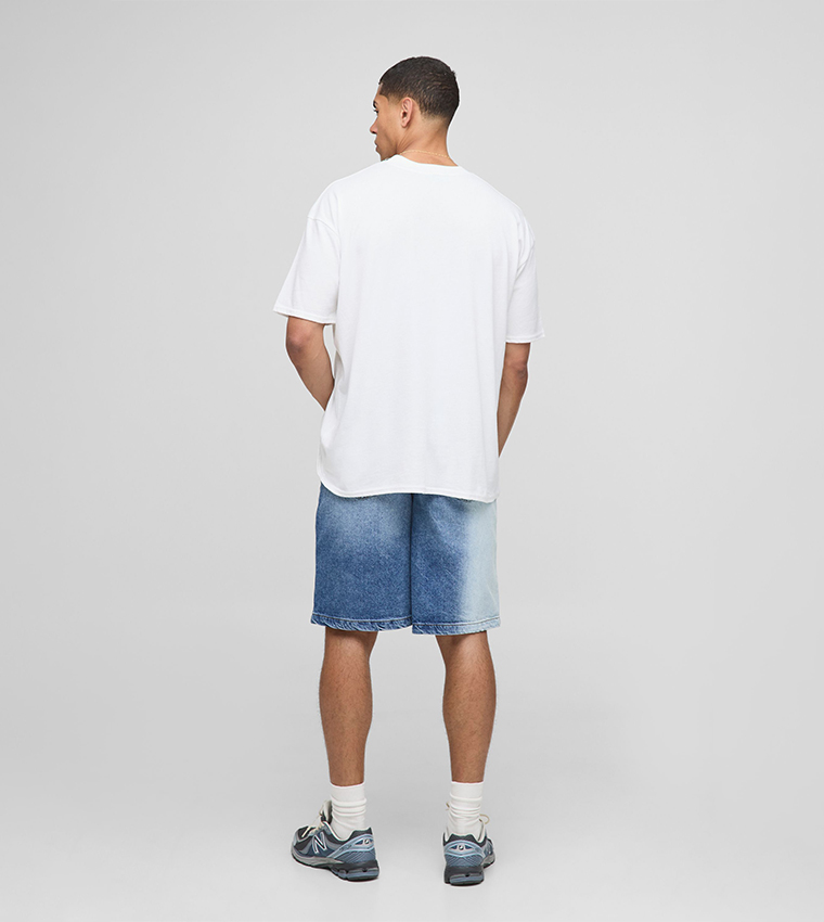 Ombre Washed Denim Shorts