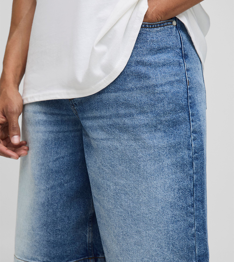 Ombre Washed Denim Shorts
