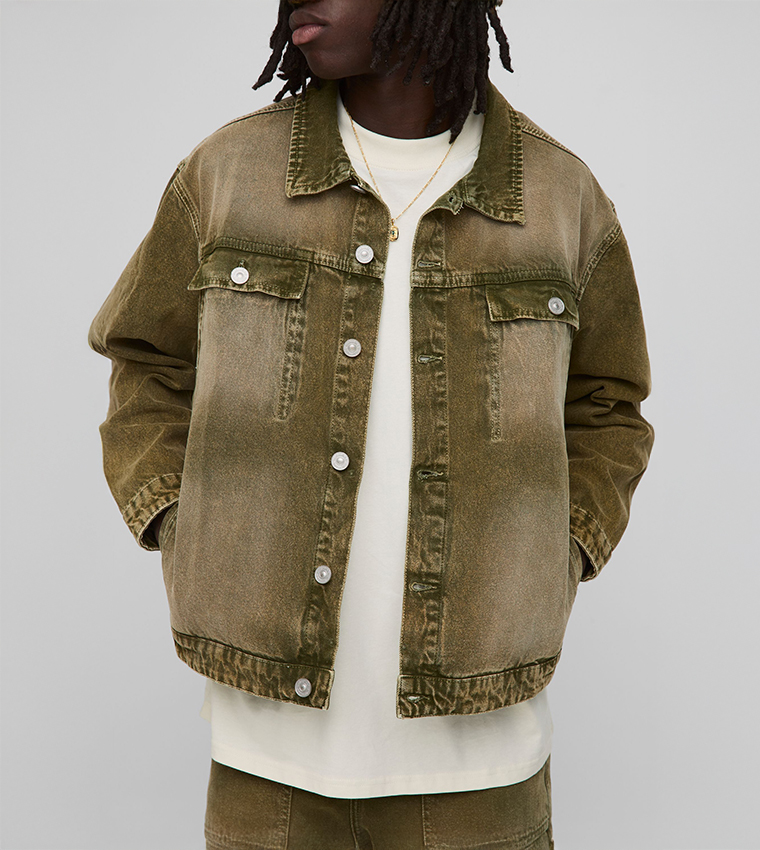 Tinted Faded Long Sleeves Denim Jacket