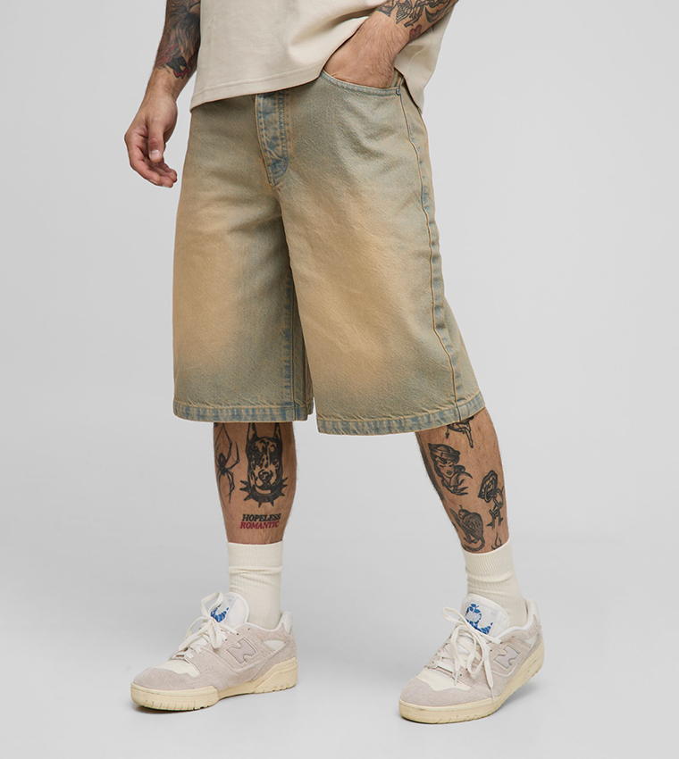 Antique Bleach Wash Denim Shorts