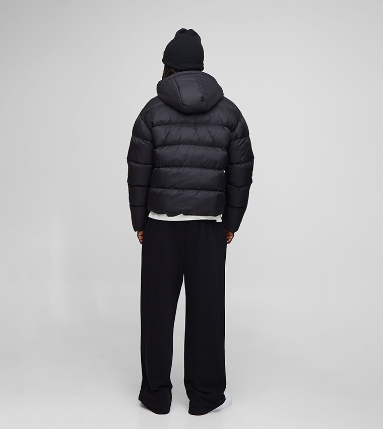 Faux Double Layer Hooded Oversized Puffer Jacket