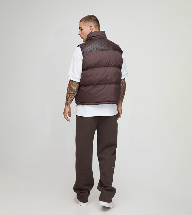 Regular Fit PU Yoke Nylon Panel Gilet
