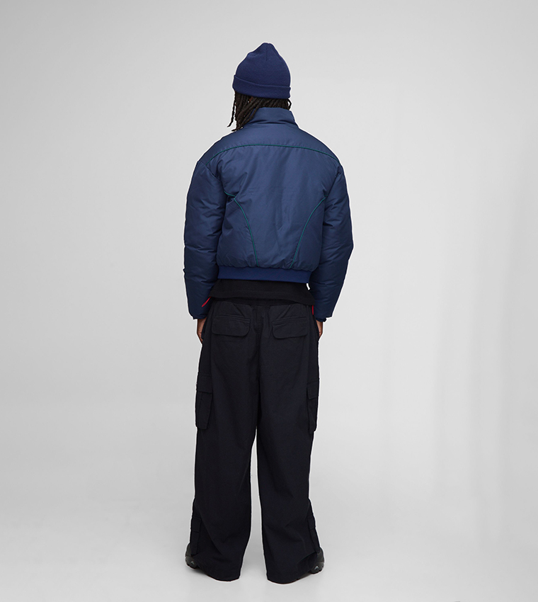 Piping Panel High Neck Oversized Puffer Jacket
