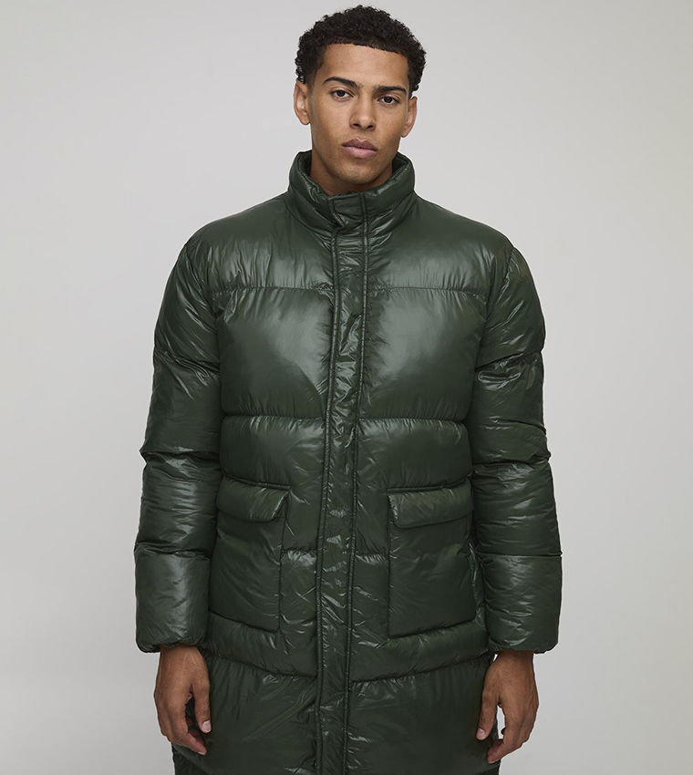 High Shine Long Sleeves Puffer Coat