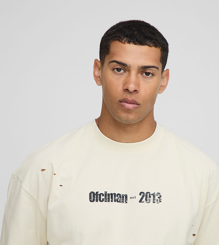 Vintage Car Graphic Raw Edge Oversized T-Shirt