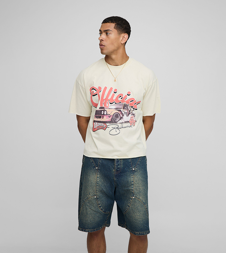Faded Moto Graphic Oversized T-Shirt