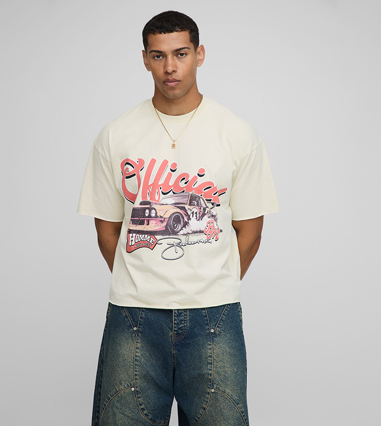 Faded Moto Graphic Oversized T-Shirt