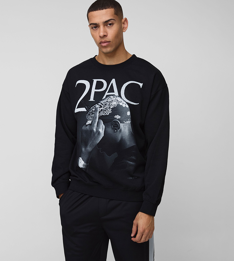 Tupac License Printed Oversized Sweatshirt