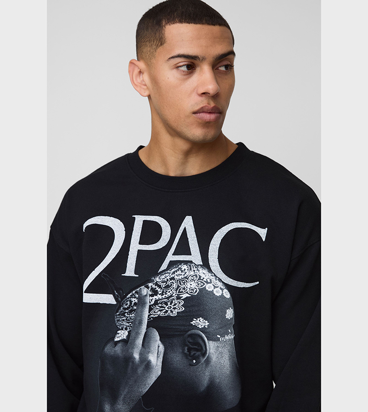 Tupac License Printed Oversized Sweatshirt