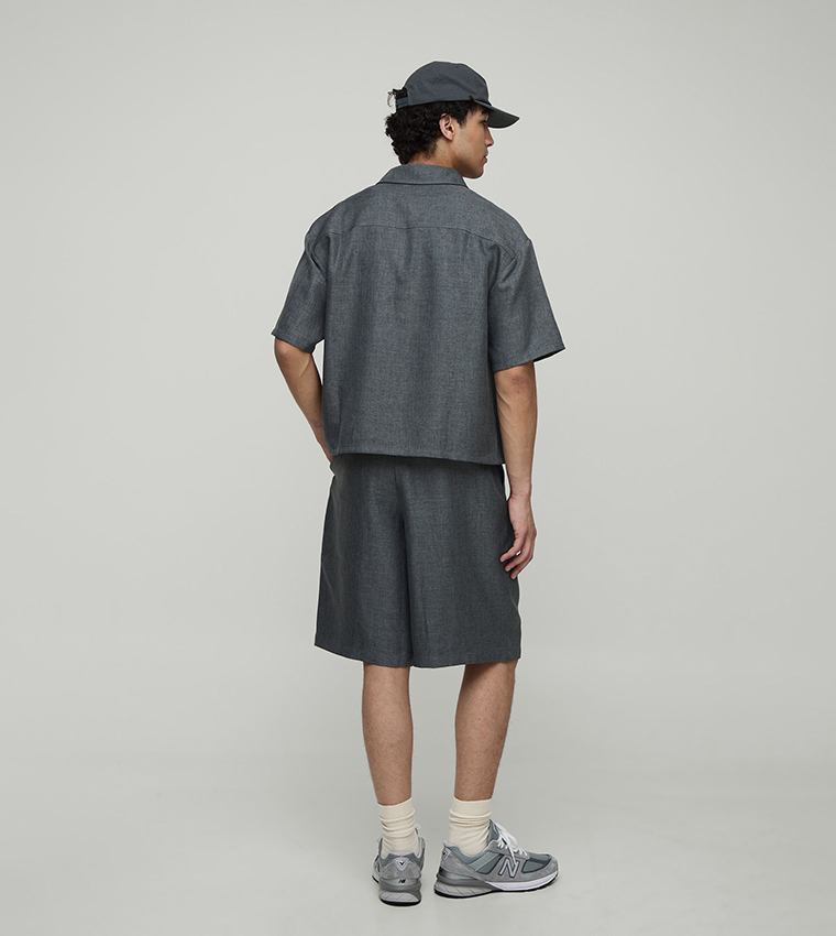 Textured Short Sleeves Oversized Shirt