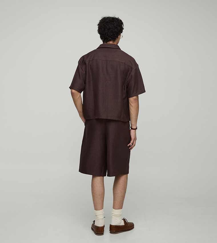 Textured Short Sleeves Oversized Shirt