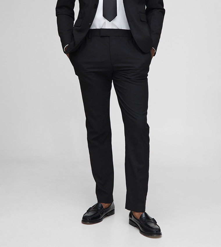 Solid Slim Fit Tailored Trousers