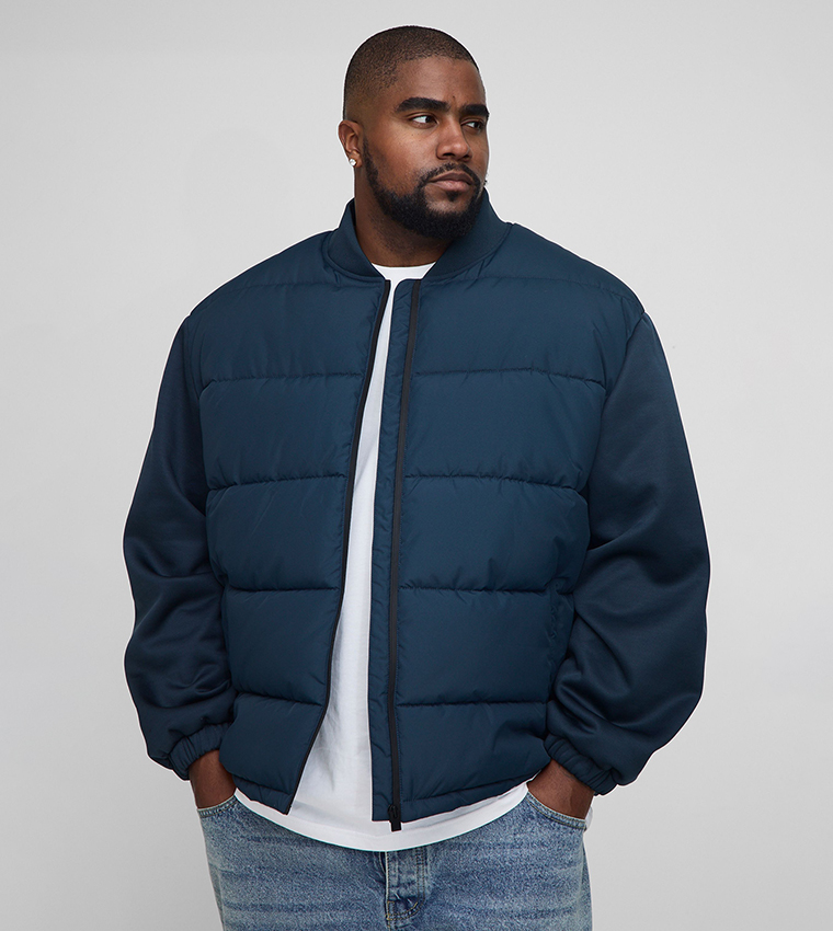 Quilted Scuba Sleeves Oversized Puffer Jacket