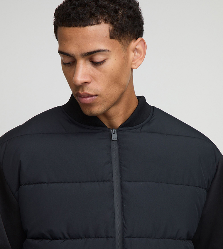 Regular Fit Quilted Scuba Sleeves Puffer Jacket