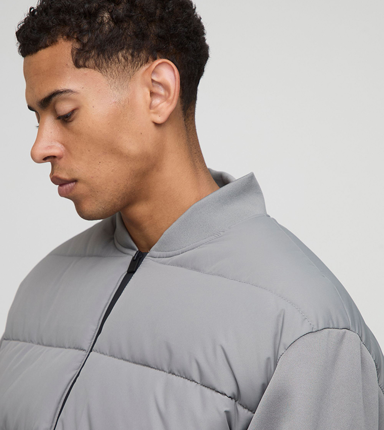 Regular Fit Quilted Scuba Sleeves Puffer Jacket