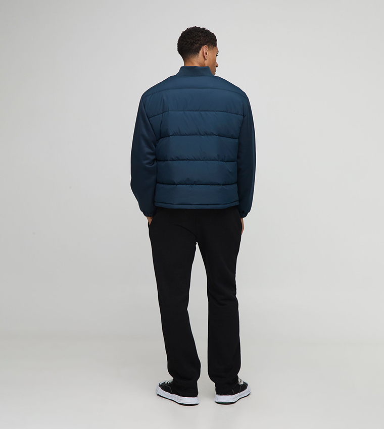 Regular Fit Quilted Scuba Sleeves Puffer Jacket