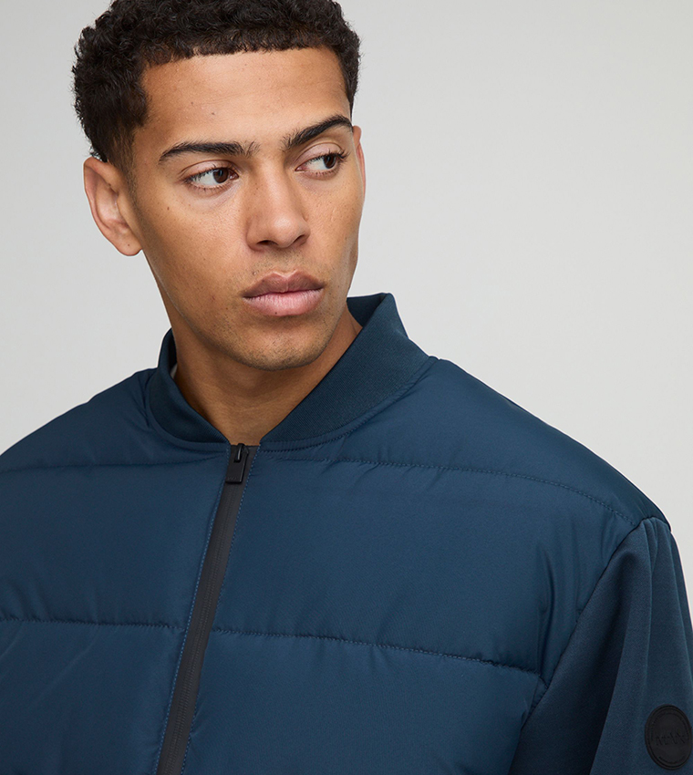 Regular Fit Quilted Scuba Sleeves Puffer Jacket