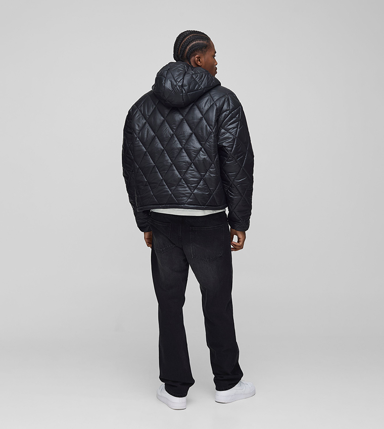 High Sheen Quilted Hooded Oversized Puffer Jacket