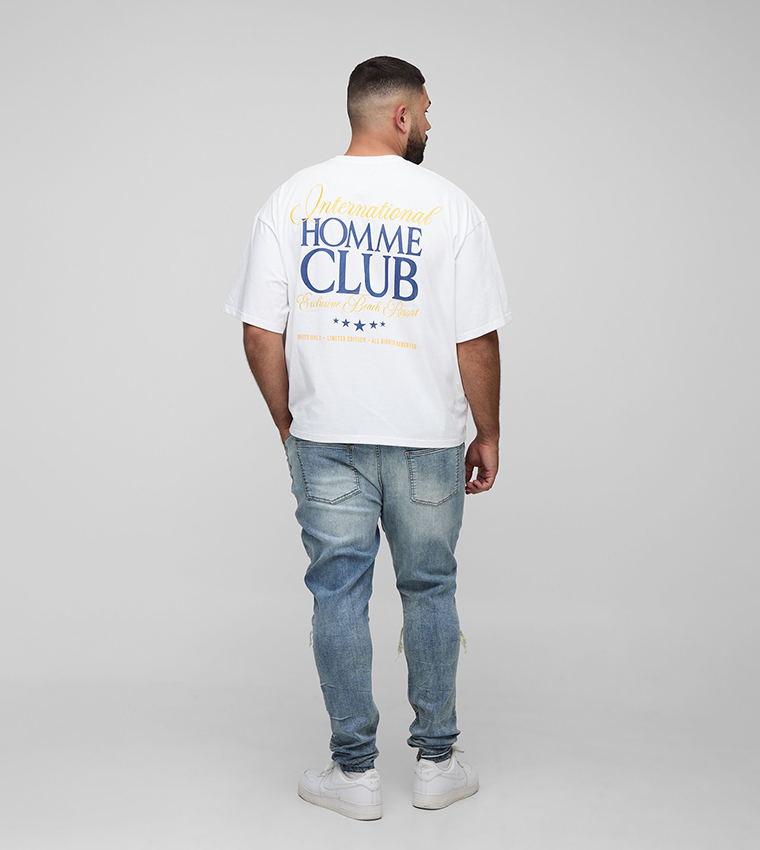 Plus & Tall Acid Wash Rip & Repair Stacked Skinny Fit Jeans