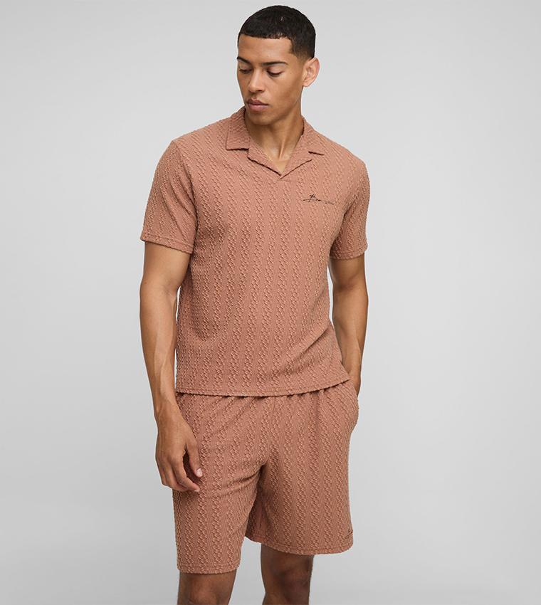 Boxy Embroidered Revere Polo T-Shirt & Shorts Set