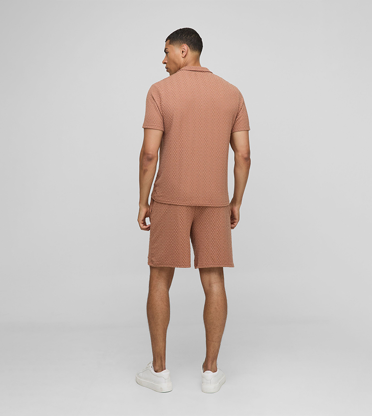 Boxy Embroidered Revere Polo T-Shirt & Shorts Set
