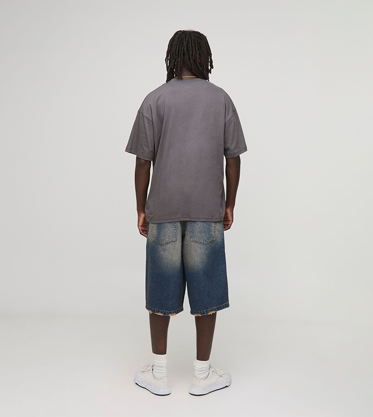 Tinted Nibbled Pocket Denim Shorts