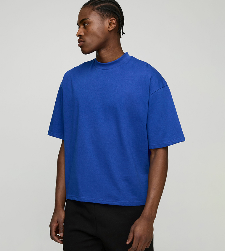 Solid Extended Neck Boxy T-Shirt