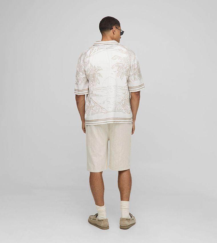 Landscape Print Satin Oversized Shirt