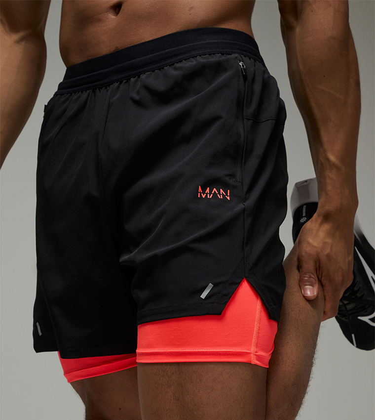 Logo Detail Layered Active Shorts