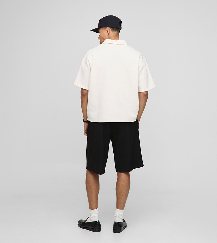 Embroidered Short Sleeves Boxy Polo T-Shirt